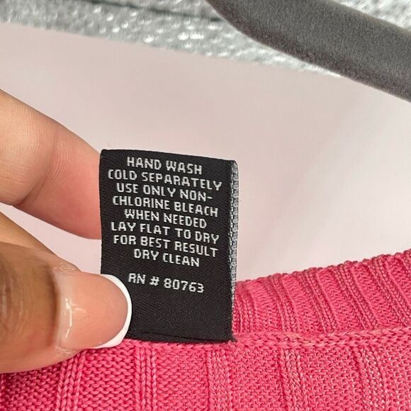 Moda International Women’s Pink Silk Cotton Cable Knit Pullover Sweater XL - Picture 5 of 11